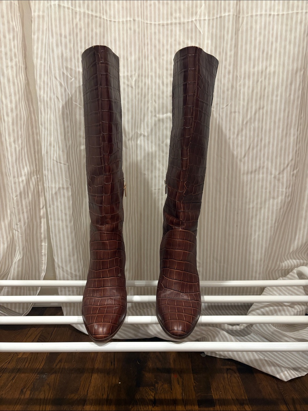 Vince Camuto Croc-Embossed Over-the-Knee Boots - Brown